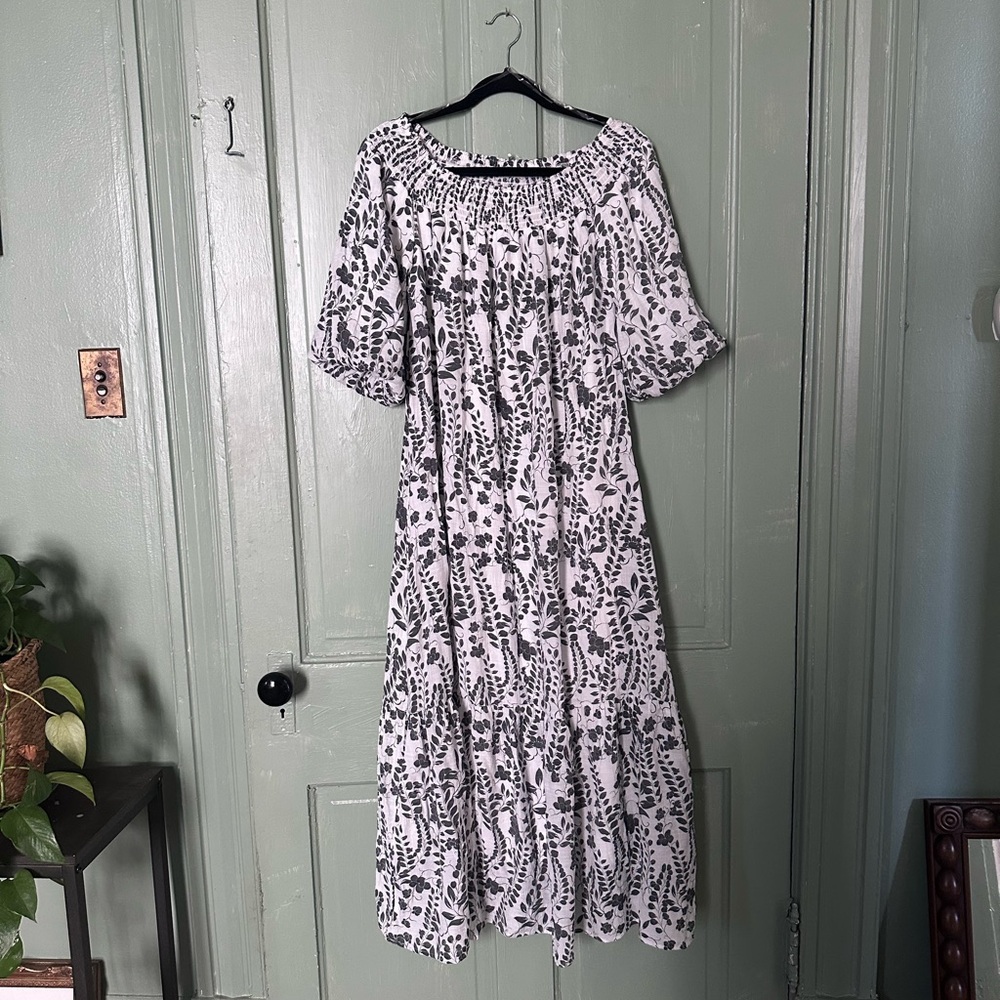 Robert Louis Purple and White Tiered Maxi Sundress